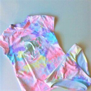 TIE DYE UNICORN RASHGUARD SWIMSUIT SHIRT & BOTTOMS